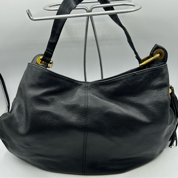 Hobo International Black Pebble Purse Satchel Gold Top Handle Shoulder Bag - Picture 2 of 13